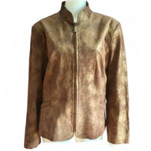 Bernardo Gold Shimmer & Brown Leather Jacket